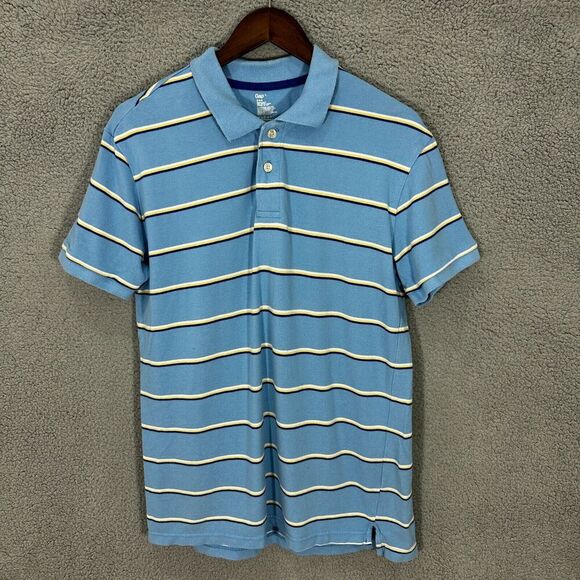 GAP Polo Shirt Mens Large Blue Striped Short Sleeve Cotton Preppy Capsule Golf - Picture 1 of 5